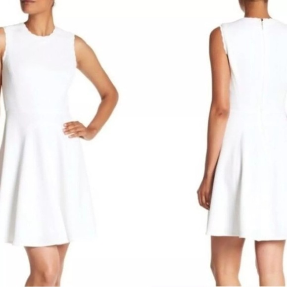 Rebecca Taylor Women's White Seersucker Mini Dress Size 10 - Picture 8 of 9
